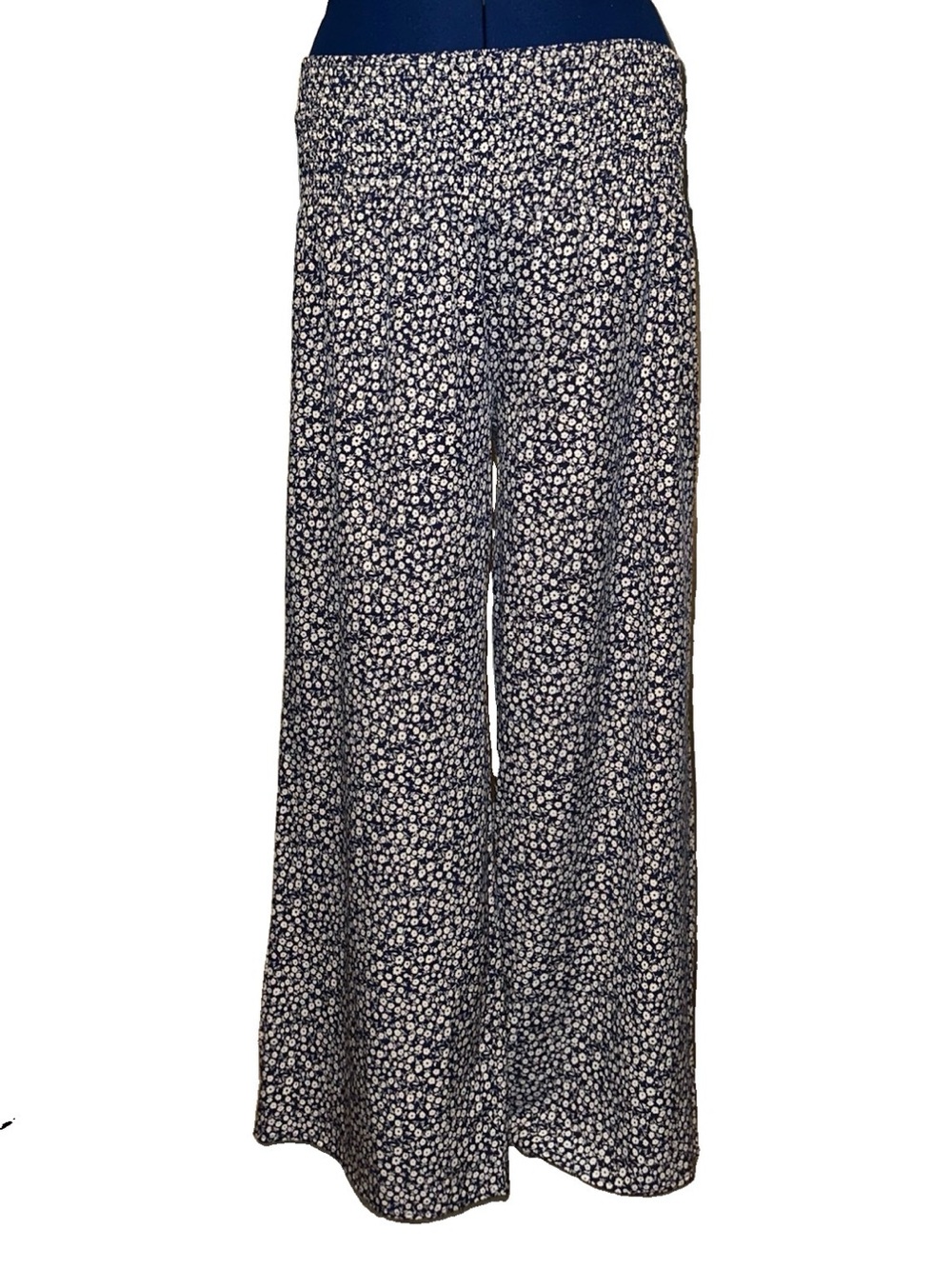 SHEIN Navy & White Floral Wide Leg Palazzo Pants